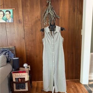 90’s Cherokee Vintage Sleeveless Button-Front Maxi Dress in Light Green Plaid
